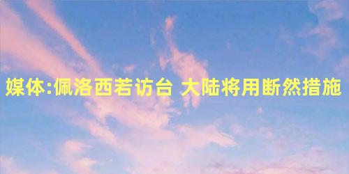 媒体:佩洛西若访台 大陆将用断然措施